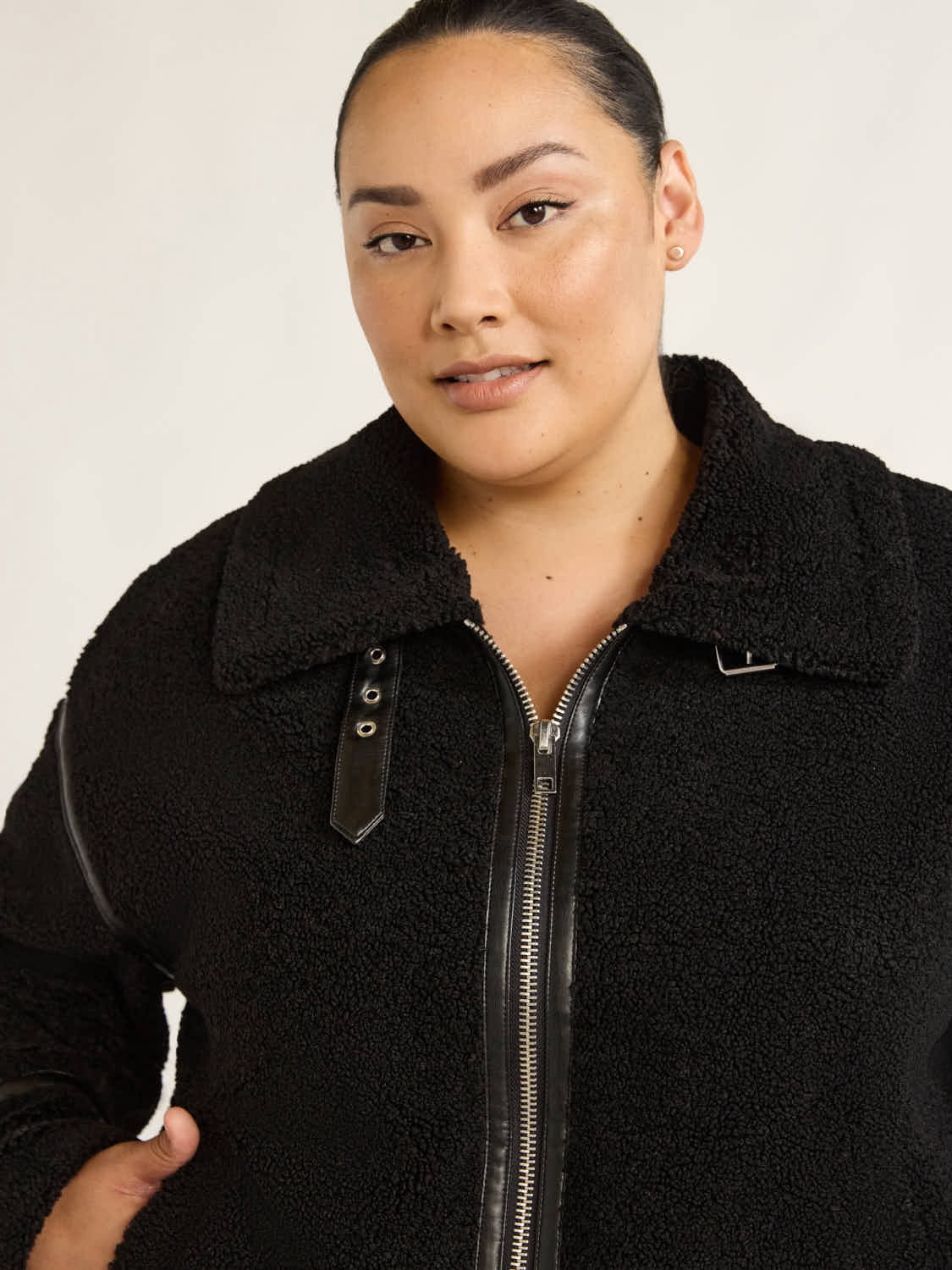 Scoop Women's Plus Faux Fur Oversized Teddy Jacket, Sizes 1X-4X