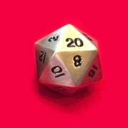 legendary gold metal d20 dice - single 20 sided rpg dice