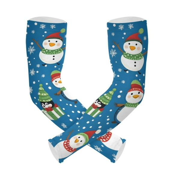 ALAZA Christmas Snowman UV Sun Protection Arm Sleeves UPF 50  Compression Cooling Sleeve 1 Pair