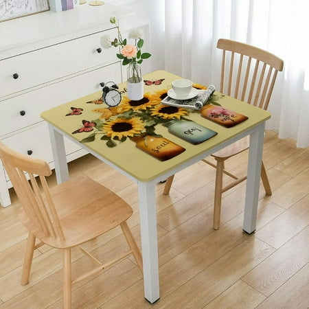 

YANMS Sunflowers Square Table Cover for Picnic Dining Kitchen Farmhouse 100% Polyester Fiber 52*52
