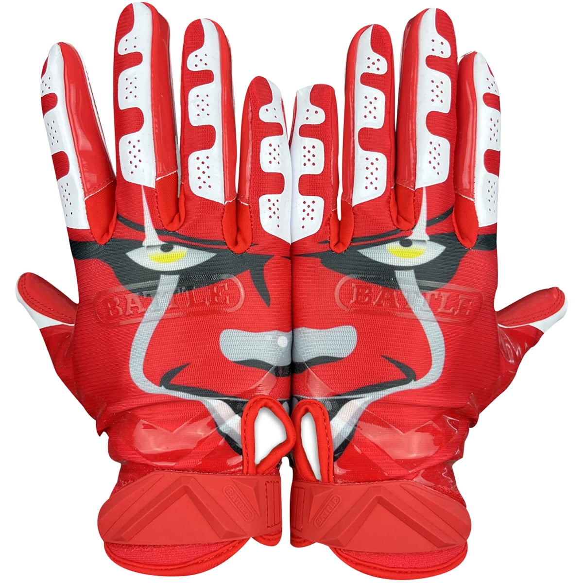 Battle Sports Clown23 Adult Football Receiver Gloves - Medium - Red