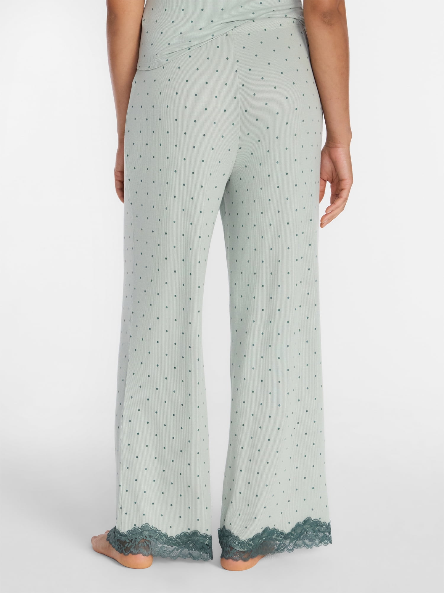 Joyspun Women’s Lace Trim Ribbed Pants, 30'' Inseam, Sizes XS-3X