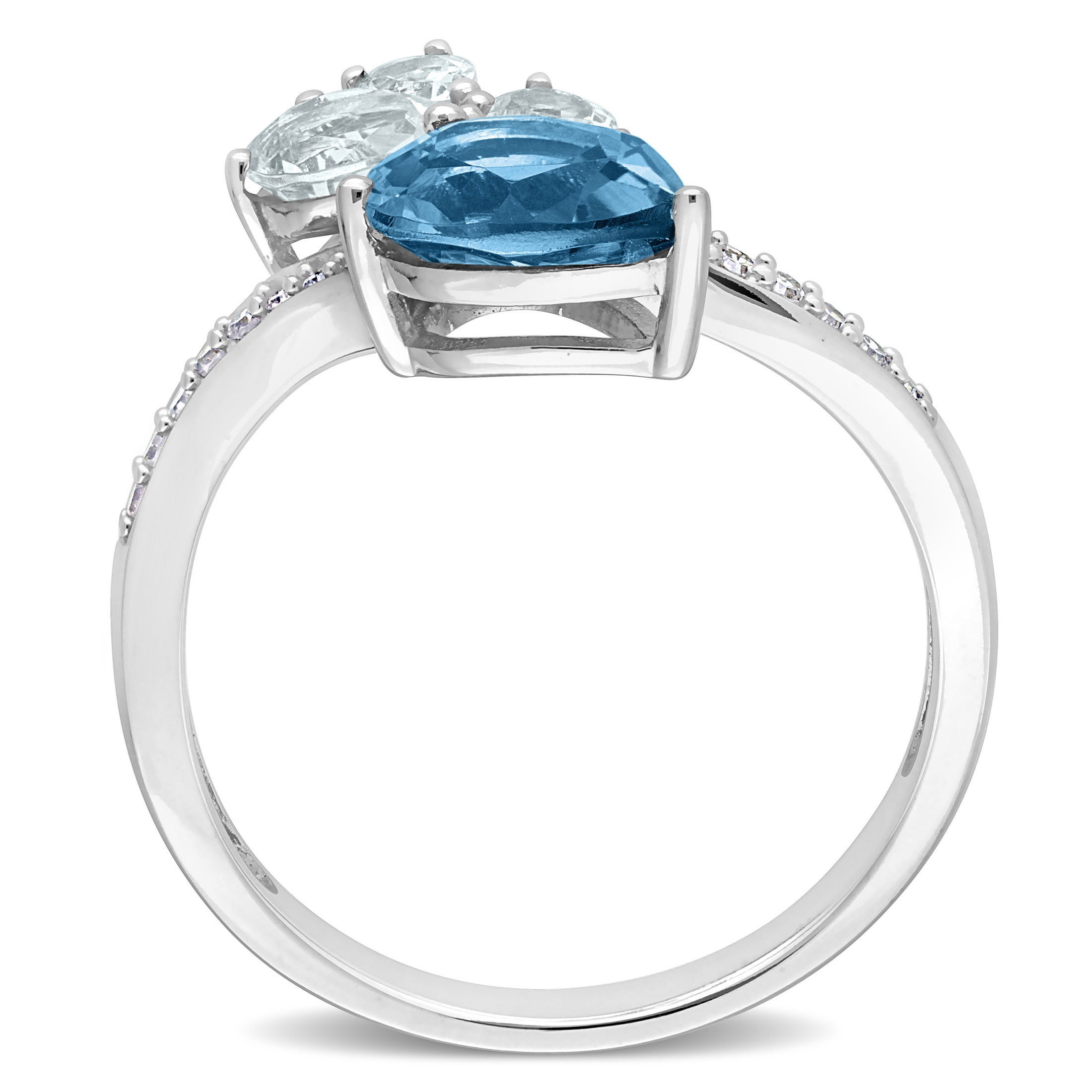 Everly Women's Aquamarine and Topaz 14k White Gold Ring