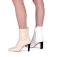 thumbnail image 4 of YDN Women Classic Closed Square Toe Ankle High Booties Chunky Mid High Heel Side Zipper Short Boots Office Shoes Size 5 Beige, 4 of 4