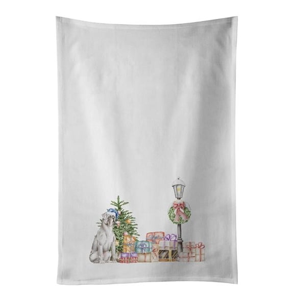 Carolines Treasures CK8151WTKT 28 x 19 in. Unisex Boxer White with Christmas Wonderland White Dish Towels Kitchen Towel - Set of 2