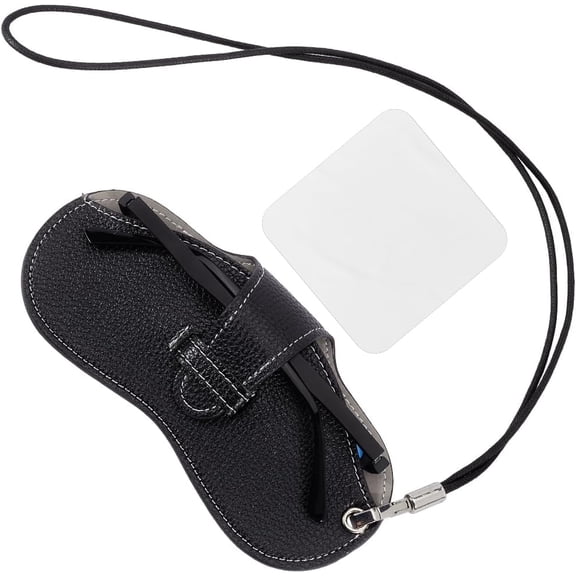 1 Set Leather Sunglasses Case Portable Slim Glasses Case Lightweight Soft Travel Eyeglasses Holder Pouch Cover Bag with Neck Strap Cleaning Cloth for Women Holiday Vacation Black 6.89 x 3.3 Inch