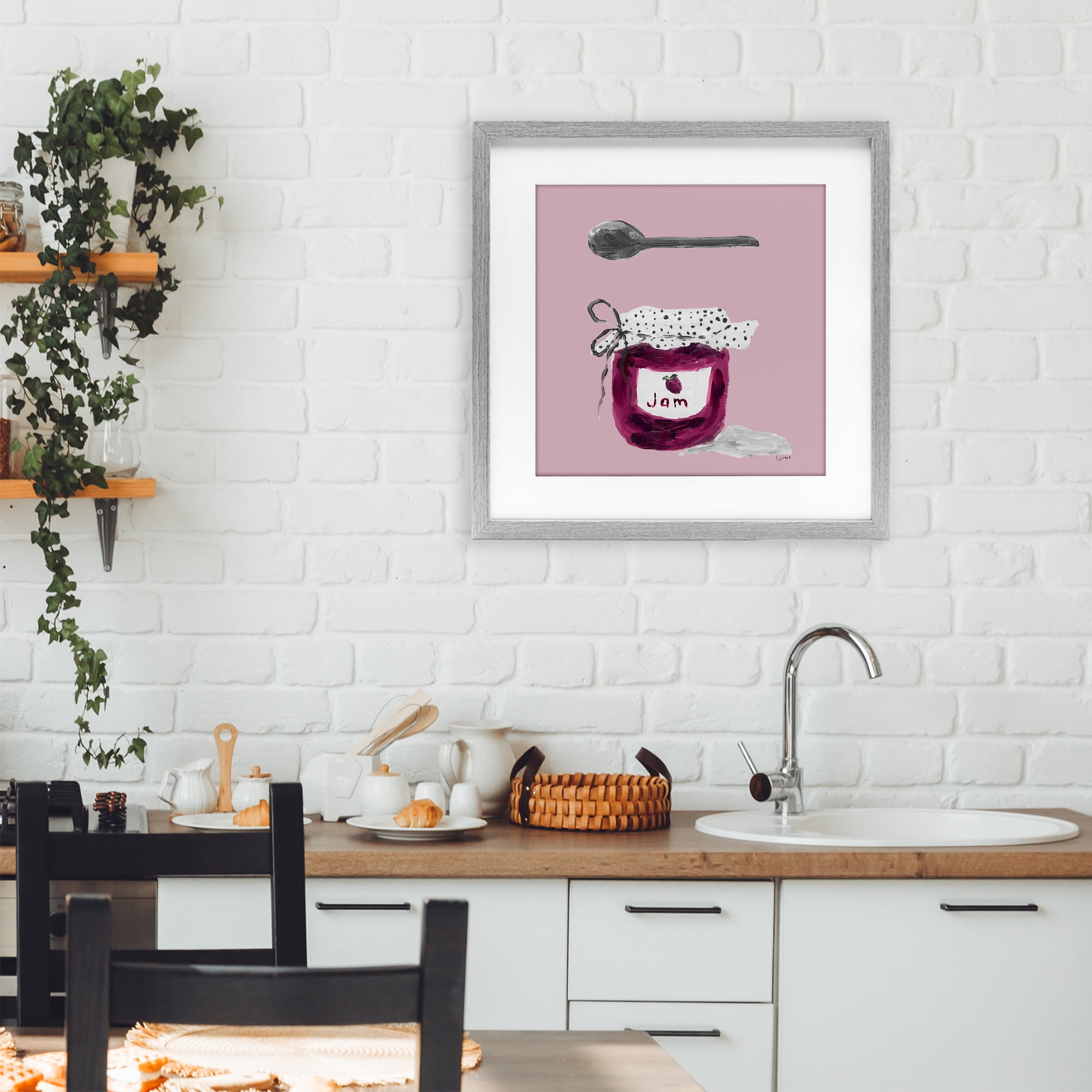 Stupell Industries Jam Jar over Blush Gray Framed Print Under Glass, design by Lucille Price