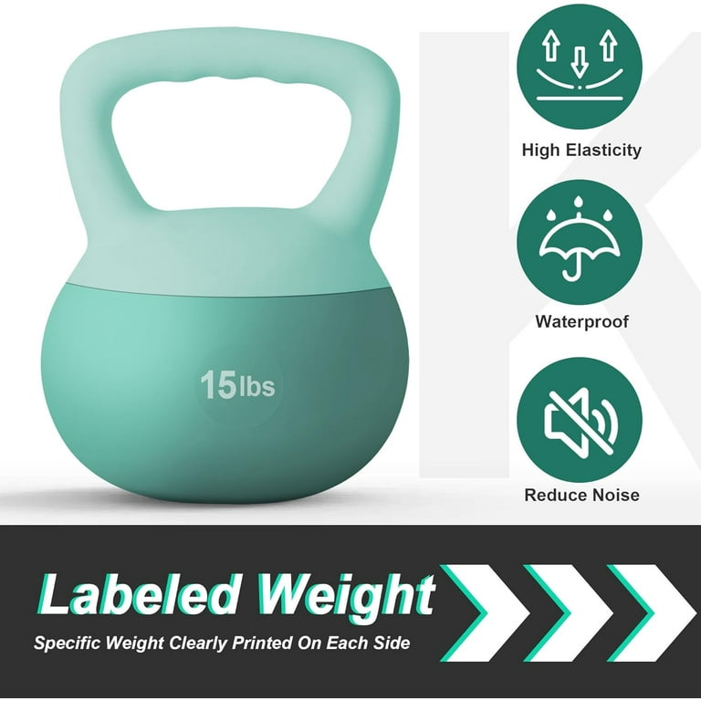 Kettlebell Morbidi Signature Fitness - Riempiti Con Sabbia Di Ferro, Base Antiurto, Diversi Pesi E Colorati - Foto 13