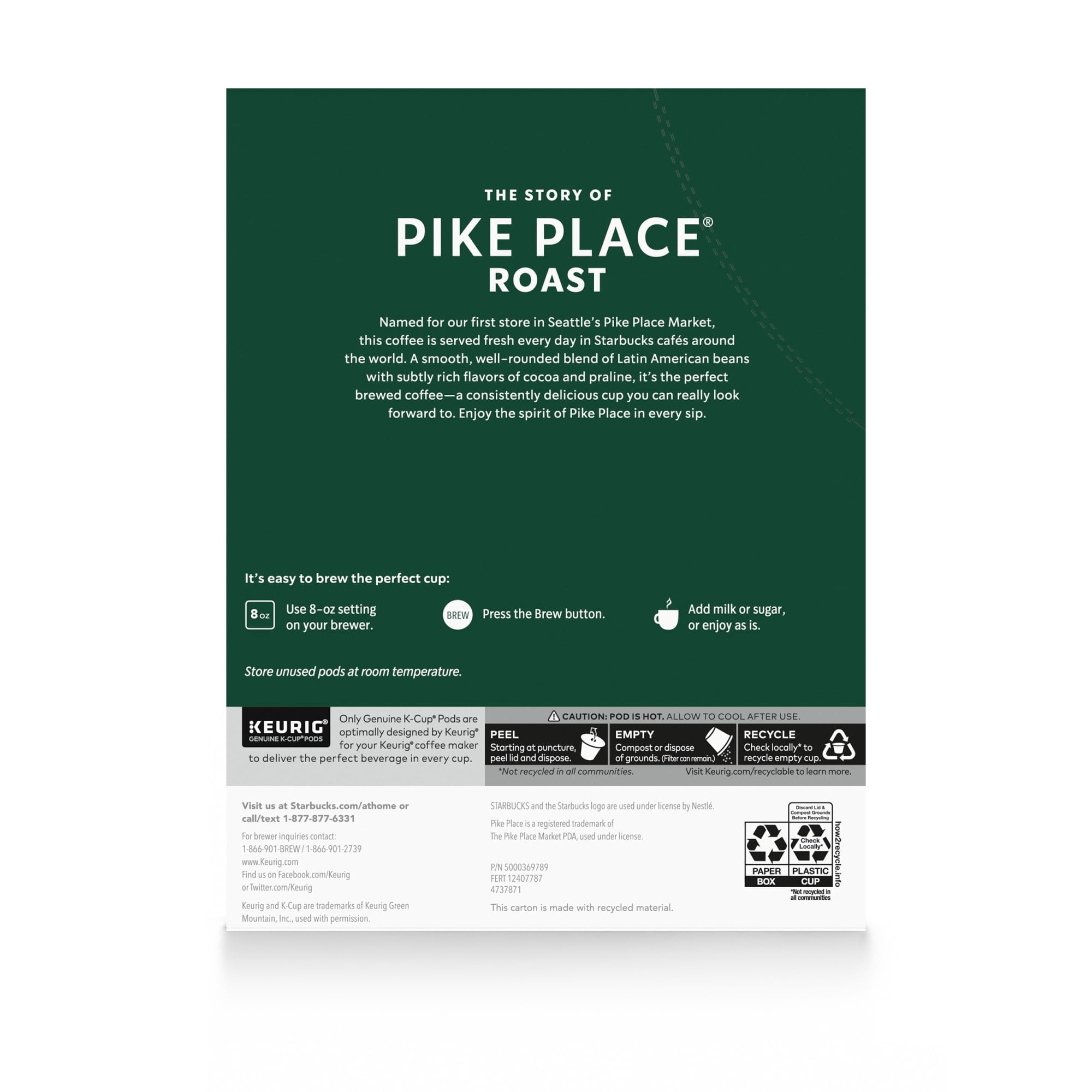Starbucks Pike Place Roast Medium Roast Single Cup Coffee for Keurig Brewers, 1 Box of 22 (22 Total K-Cup Pods)