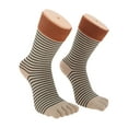 thumbnail image 5 of Unique Bargains 1 Pair Five Toe Socks Soft Contrast Color Cuff Stripe Socks for Women Coffee, Black, Beige, 5 of 6