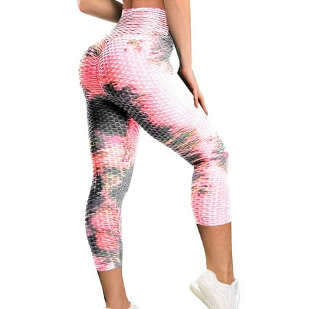 

ICQOVD Women S Tie-Dye Breathable Hip Lifting Exercise Bubble Yoga Ninth Pants