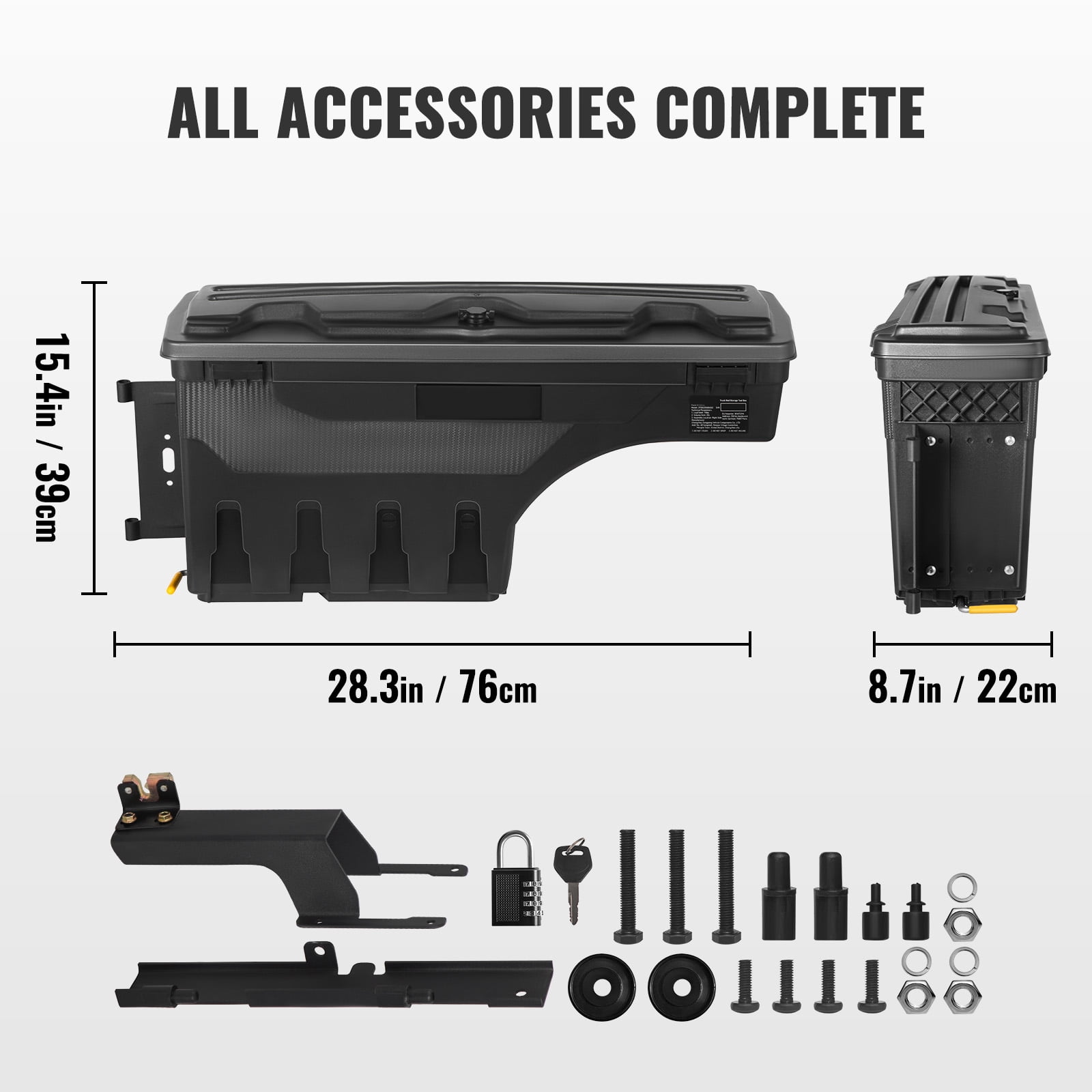 KFFKFF Pickup Bed Toolbox, Secure  with Combination Lock, 25L Capacity ABS Wheel Arch Storage, Water-Resistant & Sturdy, Fits Ford F-150 2015-2021, Left Side