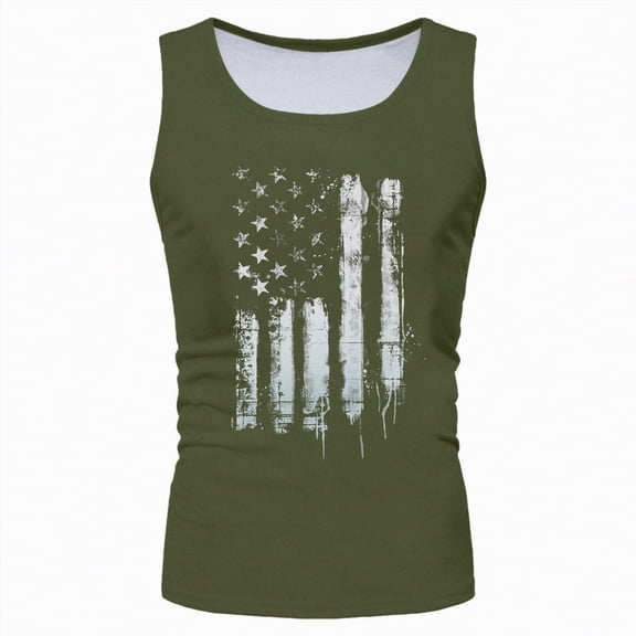 HCNTES Mens American Flag Tank Tops 4th of July Shirt for Mens USA Flag Clothes 1776 Sleeveless Shirts Patriotic Tee Tops(AG,L)