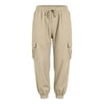 thumbnail image 4 of VBVC Women's Drawstring Cargo Jogger Pants , Y2K Parachute Trousers For Women , Ladies' Lightweight Athletic Pants with Pockets, Khaki , S-2XL, 4 of 6