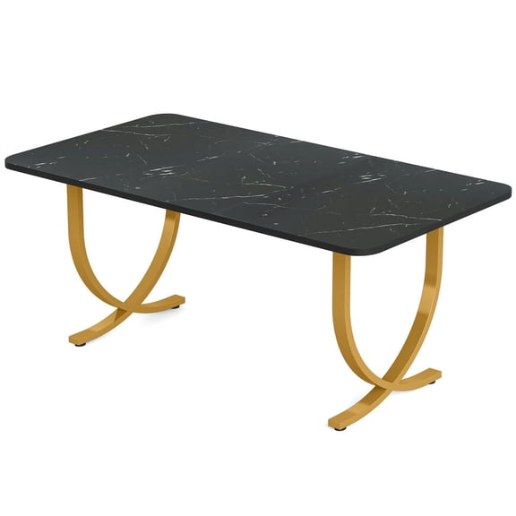 Spaco 63" Executive Desk, Faux Marble Computer Desk Meeting Table, Desk for Indoor as Home, Office, Black