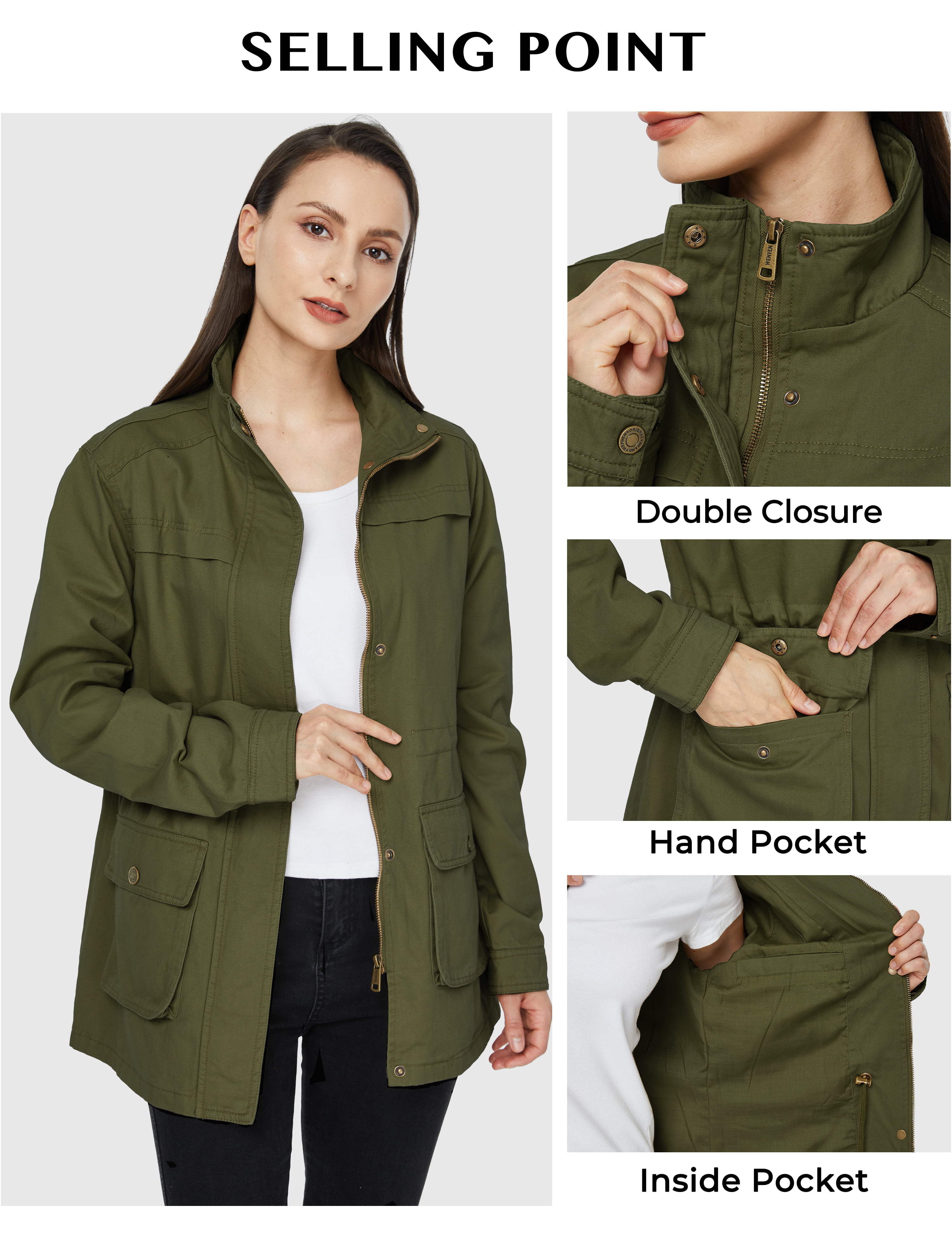 L.L. Bean Classic Utility Jacket Coat Olive Army Green Women's Size  Medium Zip | eBay