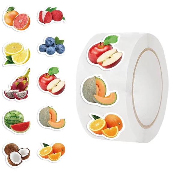 vlrwzc 500Pcs Fruit Stickers Realistic Food Stickers Colorful Waterproof Fruit Decals Vinyl Stickers for DIY Crafts Home Classroom Rewards Greeting Cards Making Scrapbooking Decor