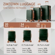 Zimtown Luggage 3 Piece Set, ABS Hardside Lightweight Suitcase with Spinner Wheels TSA Lock, Deep Green