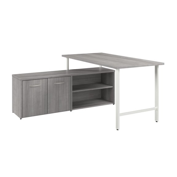 Hustle 60W Computer Desk with Storage Cabinet in Platinum Gray - Engineered Wood