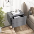 thumbnail image 4 of Costway 2 Pcs Table de Chevet Flottante avec Tiroir Rangement Étagère de Chambre Flottante Moderne Gris, 4 of 8