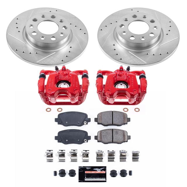 PowerStop Rear Z23 Evolution Sport Brake Pad and Rotor Kit with Red Powder Coated Calipers Fits: FIAT JEEP Select Models KC7301