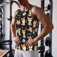 thumbnail image 5 of Lsque Cute Dogs Corgi Pattern Mens Tank Tops Muscle Athletic Quick Dry Sleeveless Workout Fitness T Shirts Beach Tank Top, Loose-fit Sleeveless Shirt for Men-3X-Large, 5 of 7
