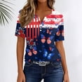 thumbnail image 7 of Women's 250th Anniversary Usa Shirt Independence Day Patriotic Star Stripe Print V-Neck Button Short Sleeve Top, 7 of 7