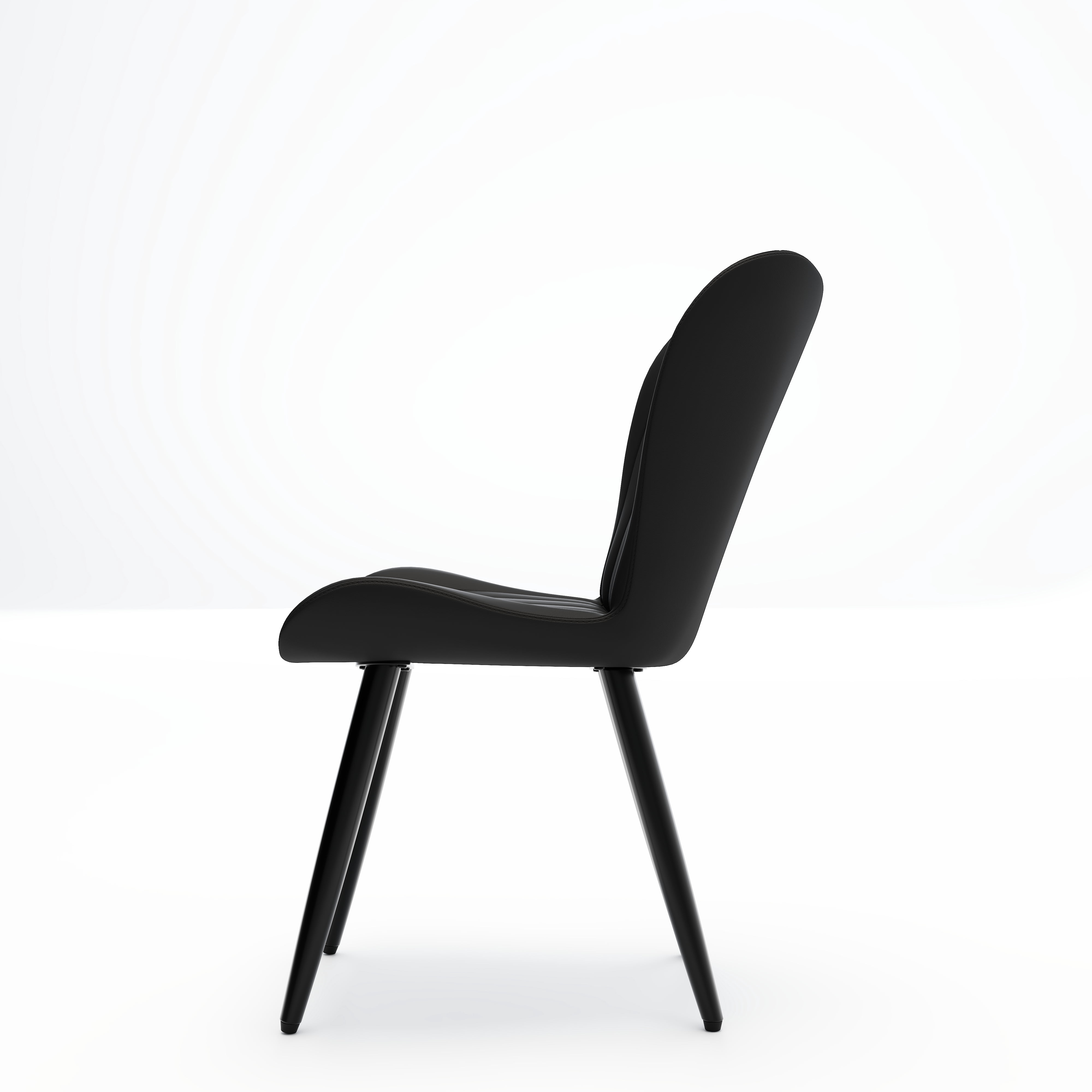 Modern PU Leather Dining Chairs with Thick Cushion & Metal Legs, Set of 2, Black