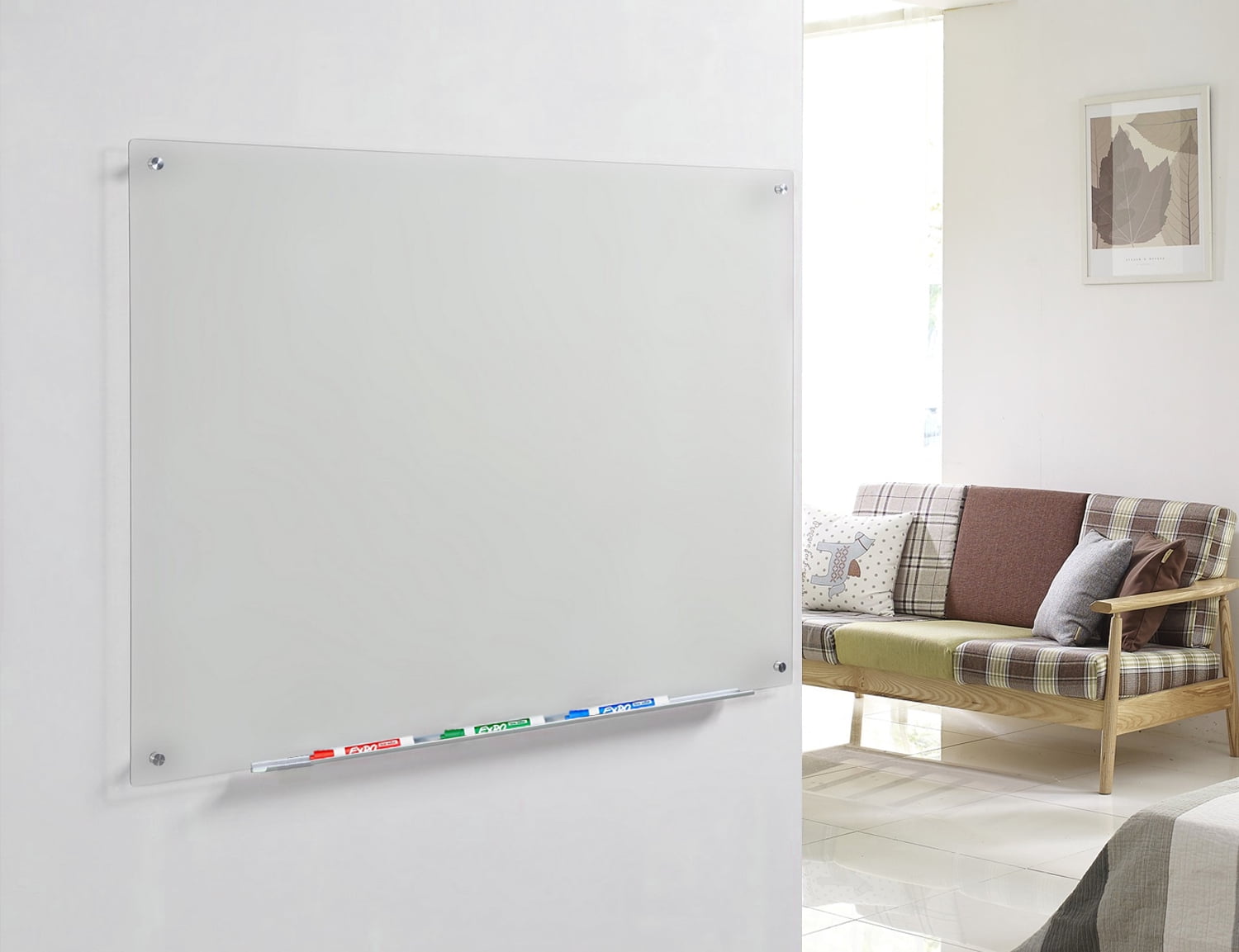 Audio-Visual Direct Frosted Glass Dry-Erase Board Set - 24" x 36" - (Non-Magnetic)