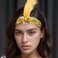 thumbnail image 2 of Unique Bargains 1 Pc Feathers Faux Diamond Headbands for Women Gold Tone, 2 of 6