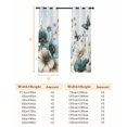 thumbnail image 6 of Teal Tulip Butterfly Blackout Curtains for Bedroom, Beige Turquoise Floral Blue Coastal Thermal Insulated Kitchen Drapes with Grommets, Light Blocking Window Treatment, 2 Panels 42" x 45", 6 of 7