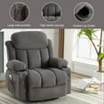 thumbnail image 2 of Segmart Swivel Recliner Chair with Massage & Heat Pad, 360° Rotating Sofa Chair with USB Port, Cup Holders & Storage Pockets,Soft Velvet Fabric Lounge Chair for Living Room, Gray, 2 of 9