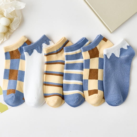 Babaley Women Socks 5 Pack Lightweight Breathable Color Block No Show Socks Comfort Summer Thin Short Casual Socks