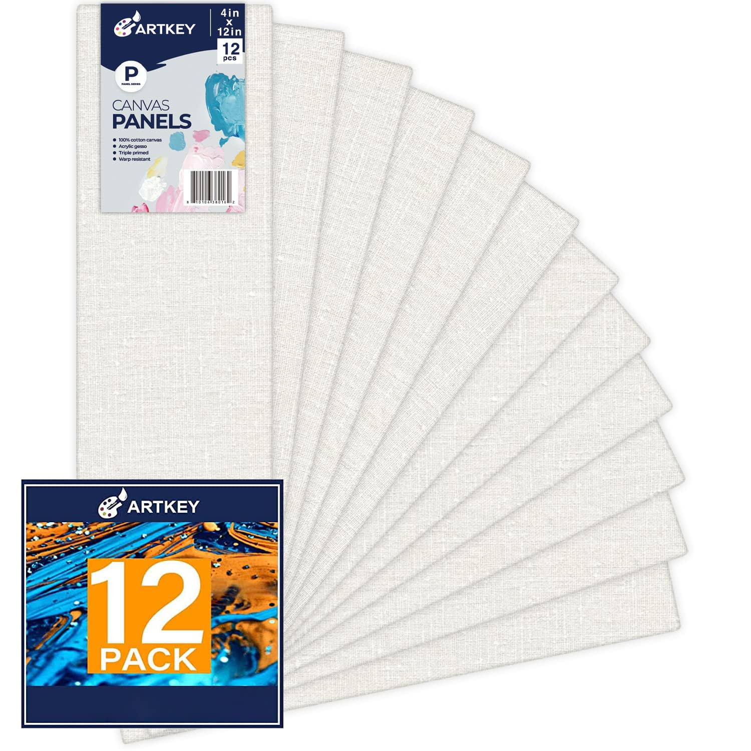 Canvas Panels 12x16 Inch 12-Pack, 10 oz Primed 100% Cotton Canvases for  Painting, White Blank Flat Canvas Board for Oil Acrylics Watercolor Tempera