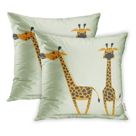 ECCOT Graphic Style of Giraffe White Clipart Detail Draw Line Pillowcase Pillow Cover 18x18 inch Set of