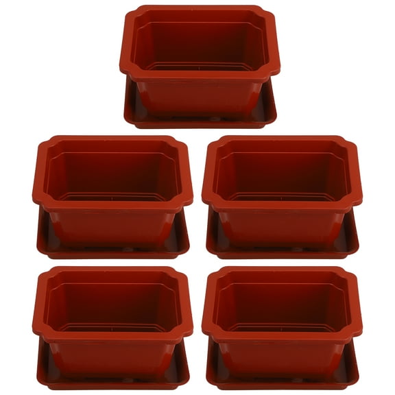 5 Sets Large Bonsai Container Rectangular Pot Flowerpot Office