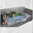 thumbnail image 6 of World Soft Flannel Fleece Throw Blanket, Cartoon Style Globe with Greenery Peaceful Idyllic Country Cloudy Sky, Cozy Plush for Indoor and Outdoor Use, 70" x 90", Green Pale Blue White, by Ambesonne, 6 of 6
