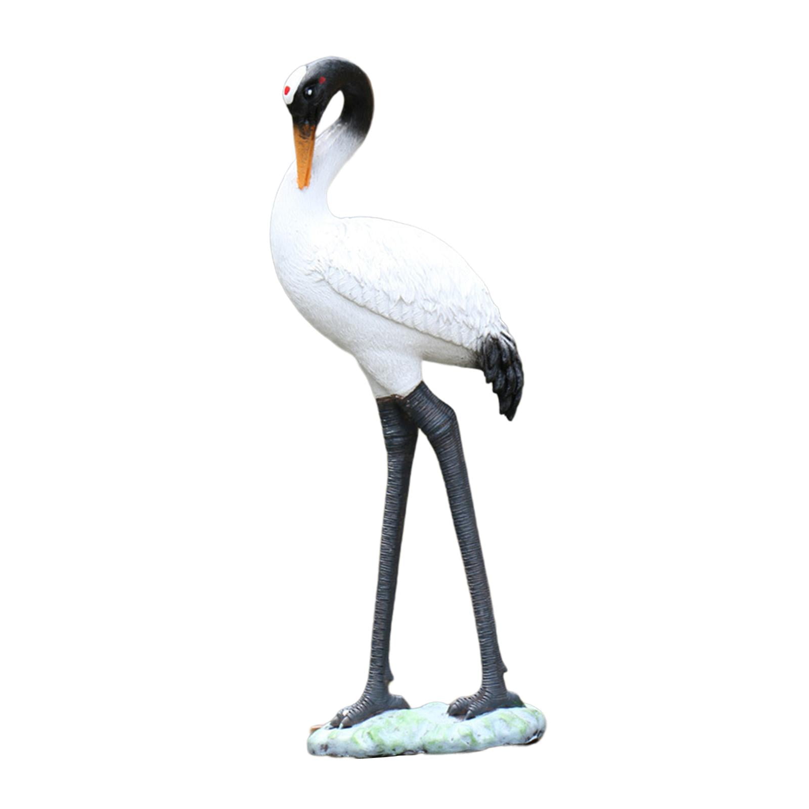 Resin Crane Sculptures Animal Figurine Garden Sculpture Statues Bird Statues Bird Sculpture for Desktop Home Yard Porch Decoration 38x14cm