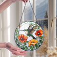 thumbnail image 2 of Hummingbird & Poppy Stained Glass Suncatcher, Poppy Flower Window Hanging, Bird Lovers Gift, Gift for Mom, Housewarming Gift, Birthday Gift, 2 of 3