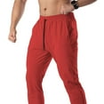 thumbnail image 4 of Sentmoon Mens Casual Pants Men Sweatpants Men's Casual Solid Color Outdoor Pants Drawstring Elastic Waist Multi Pocket Trousers Fall and Winter for Travel and Packable Convenience Red L, 4 of 6