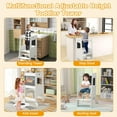 thumbnail image 2 of OLAKIDS Toddler Standing Tower, Kids Montessori Kitchen Step Stool Helper with 2 Adjustable Height Learning Blackboard Safety Rail Wooden, Anti-Slip Mats, 1-3 Year Old Boy Girl Gifts, 2 of 9
