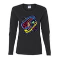 thumbnail image 2 of Colorful Sneakers Chucks Streetwear Womens Graphic Long Sleeve T-Shirt, Black, Small, 2 of 3
