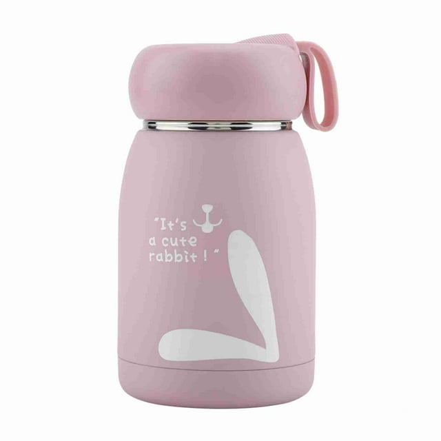Termo de acero inoxidable con diseño de conejo, taza térmica, botella de agua (rosa)