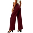 thumbnail image 4 of Fold Over Yoga Pants For Women Wide Leg High Waist Gym Stretch Fall Lounge Gaucho Pants | Breathable High Waistband Tummy Control Workout Pants Wine S, 4 of 8