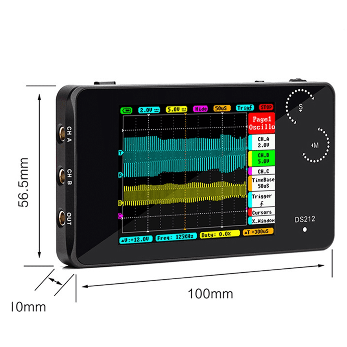 DS212 Digital Oscilloscope 2 Channels 10MSa/S Max Sampling Rate Mini Smart Handheld Osciloscopio for Car Repairing