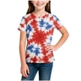 thumbnail image 2 of NAISIBABY 4th of July T-Shirt for Girls, Round Neck Summer Casual Short Sleeve Fashion Independence Day Tee Red Size 7-8, 2 of 6