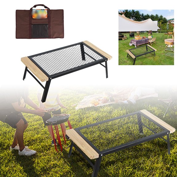 GeBuSn Portable Barbecue Grill For Outdoor Camping Foldable Metal BBQ Rack With Storage Bag For Convenient Grilling Experience Perfect For Picnics And Backyard Cookouts (B)