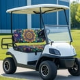 thumbnail image 4 of FUIALDOLG Boho Universal Golf Cart Seat Covers Ezgo Green Mandala Flower Print Dress UP Older Breathable Golf Cart Front Seat Cover Fit Like a Glove, Easy to Install, Washable, 4 of 8