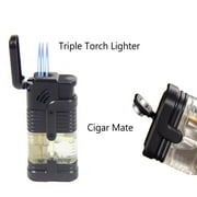 4 PACK Triple Solid &Clear Color Torch Lighter Adjustable Flame With Cigar Puncher Kitchen Gift Lighters for Men Woman Christmas