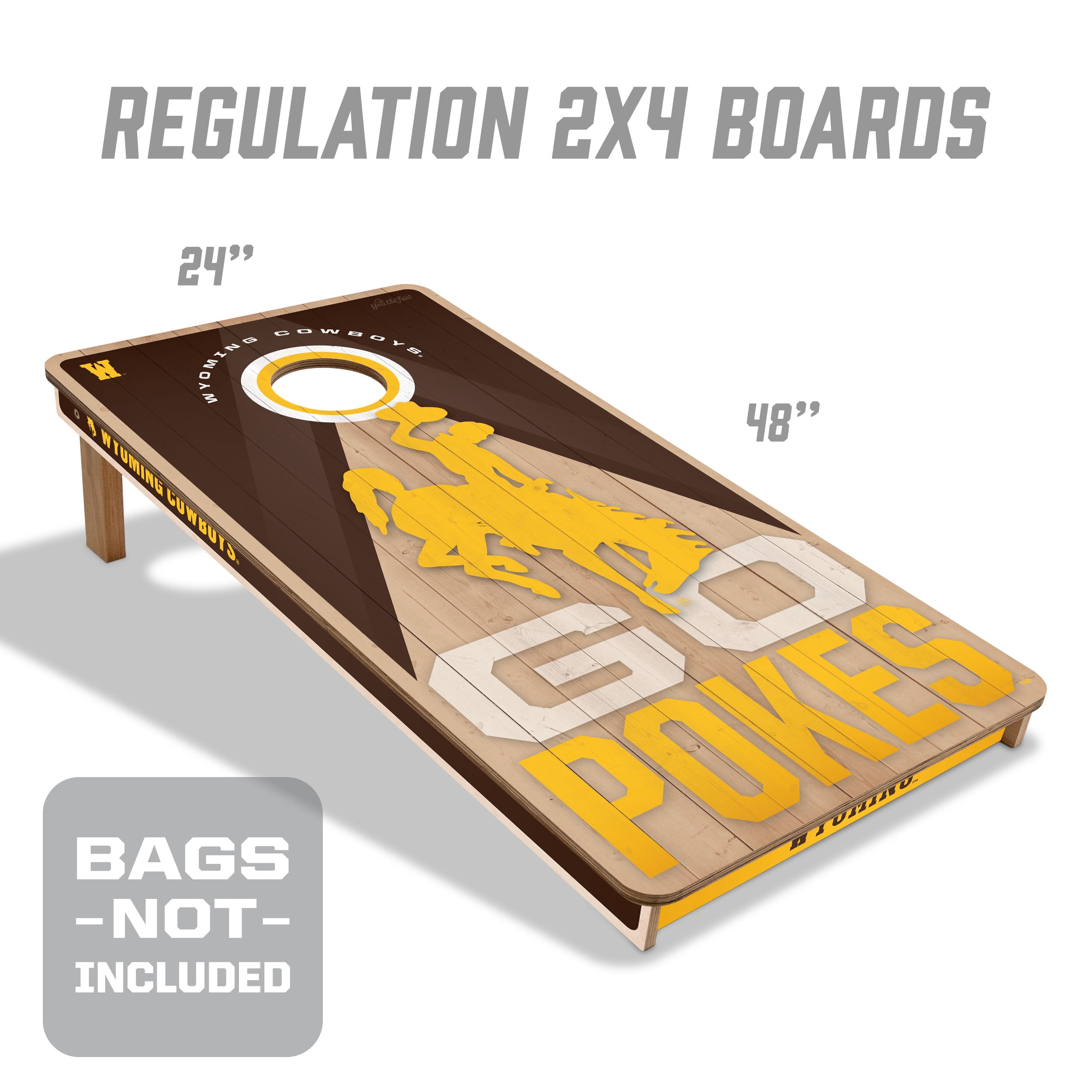 YouTheFan NCAA Wyoming Cowboys 2X4 Slogan Series Cornhole NO BAGS